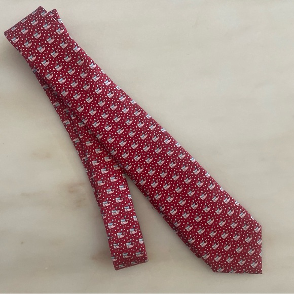 VINEYARD VINE'S Boys Santa SILK Neck Tie Red Christmas - Picture 1 of 7
